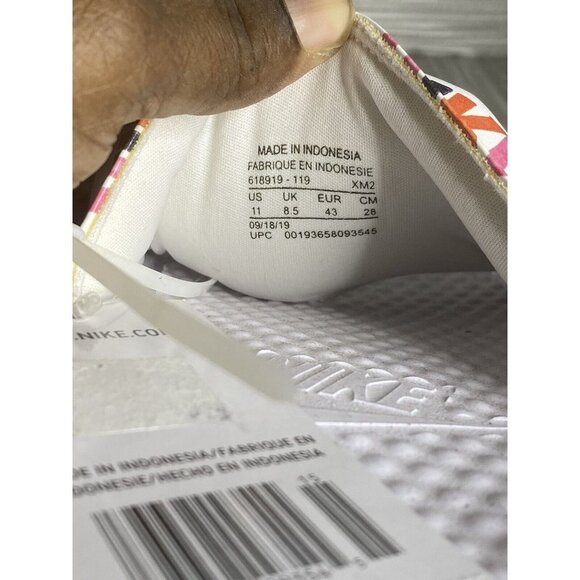 Nike Womens Benassi JDI Print White Black Lotus Pink Slip On Sandals Size‎ 11 - Picture 8 of 8